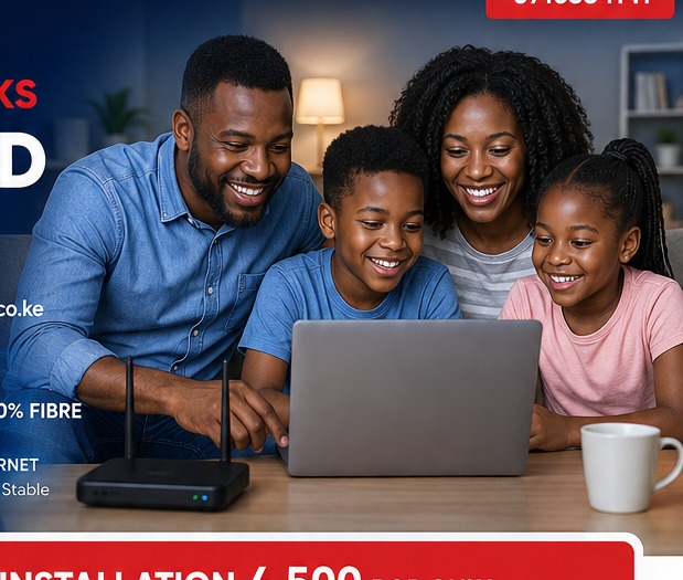 Black family browsing the internet together
